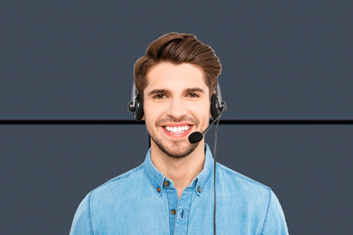 dark haired man with headset answering phone Digital Document Solutions, RI, MA, Kyocera, Canon, Xerox contact us