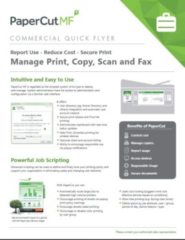 Commercial Flyer Cover, Papercut MF, Digital Document Solutions, RI, MA, Kyocera, Canon, Xerox