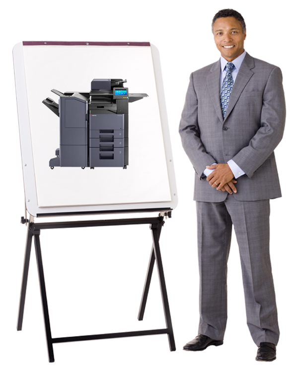 Taskalfa Working Businessman Easel Training Kyocera, Digital Document Solutions, RI, MA, Kyocera, Canon, Xerox